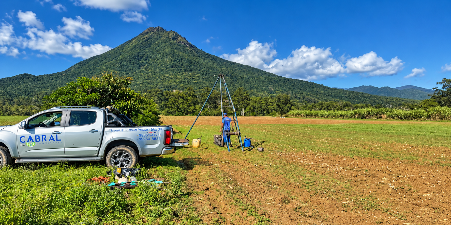Equipamento de sondagem em área aberta